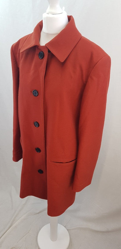 Aquascutum Burnt Orange Wool Trench Coat Size 12 Excellent Condition