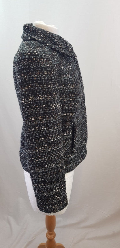 Liz Claiborne Black Blue White Tweed Jacket Size M VGC