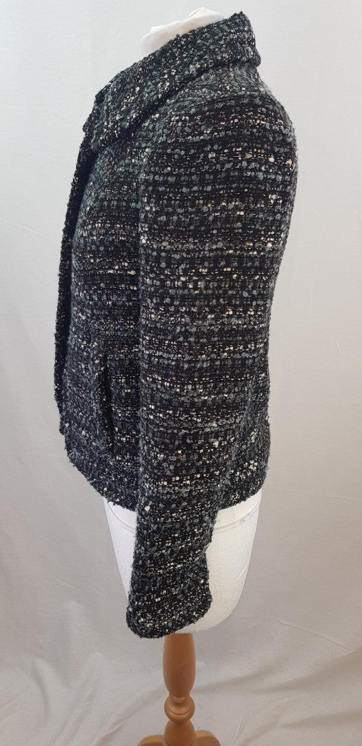 Liz Claiborne Black Blue White Tweed Jacket Size M VGC