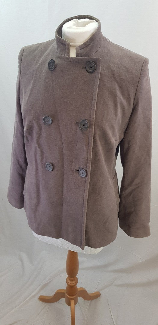 M&S Short Grey Flint Coat Size 14 VGC