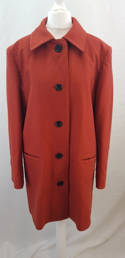 Aquascutum Burnt Orange Wool Trench Coat Size 12 Excellent Condition