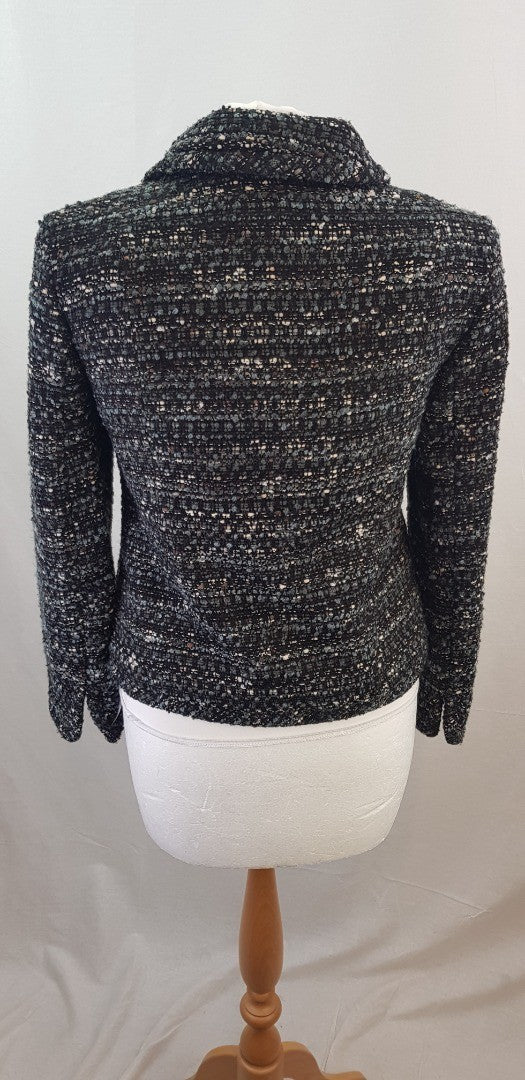 Liz Claiborne Black Blue White Tweed Jacket Size M VGC