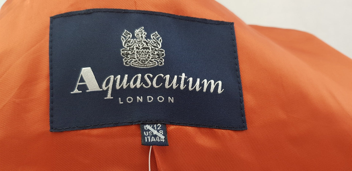 Aquascutum Burnt Orange Wool Trench Coat Size 12 Excellent Condition