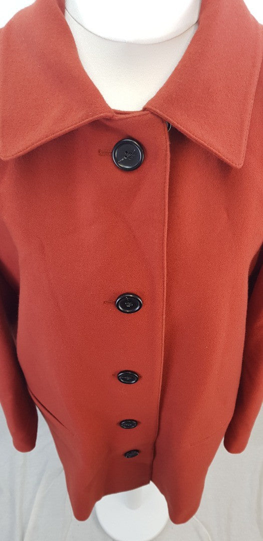 Aquascutum Burnt Orange Wool Trench Coat Size 12 Excellent Condition