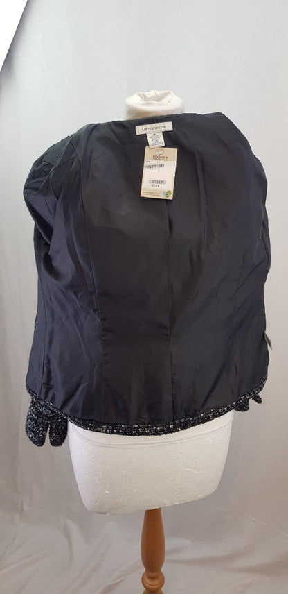 Liz Claiborne Black Blue White Tweed Jacket Size M VGC