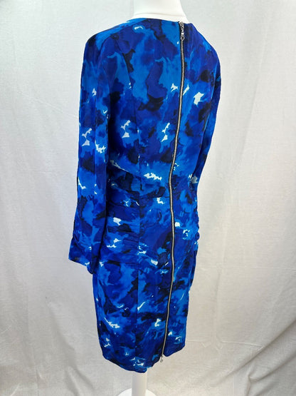 Whistles Blue Silk Mix Stretchy Dress Size 10 Excellent Condition