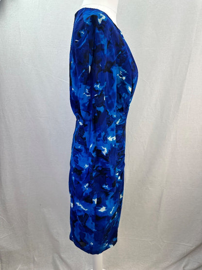 Whistles Blue Silk Mix Stretchy Dress Size 10 Excellent Condition