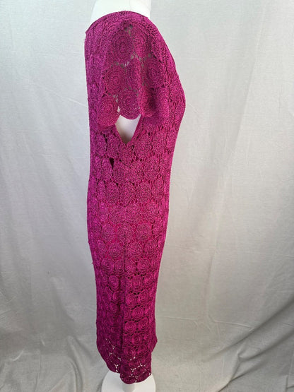 Derby Fuchsia Crochet Knee Length Dress Size S Excellent Condition