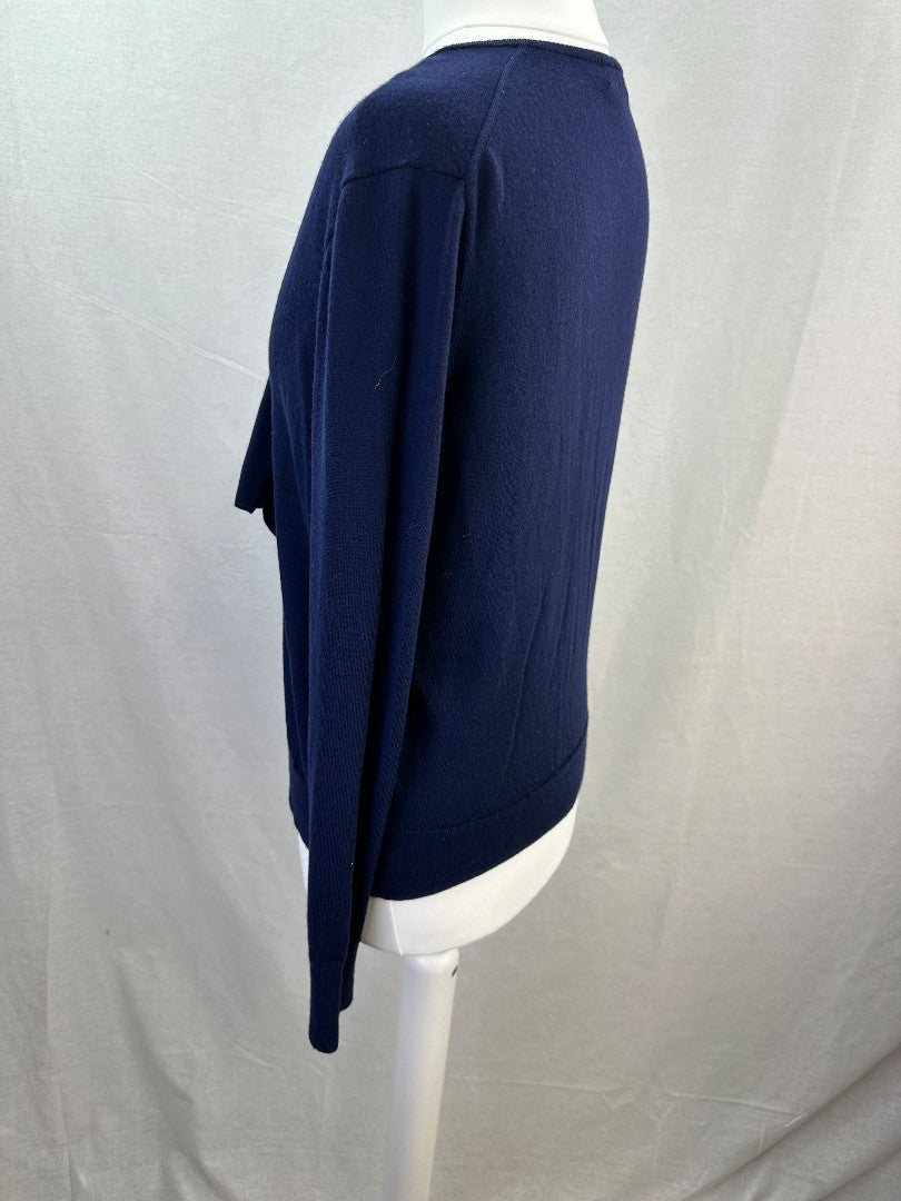 J. Crew Merino Navy Wool Jumper Bow Detail Size S Excellent Condition