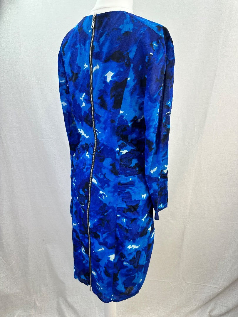 Whistles Blue Silk Mix Stretchy Dress Size 10 Excellent Condition