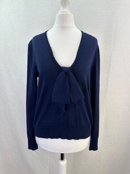 J. Crew Merino Navy Wool Jumper Bow Detail Size S Excellent Condition