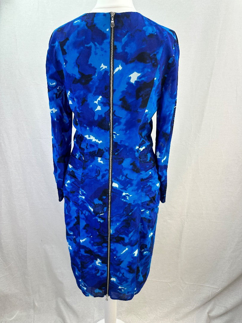 Whistles Blue Silk Mix Stretchy Dress Size 10 Excellent Condition