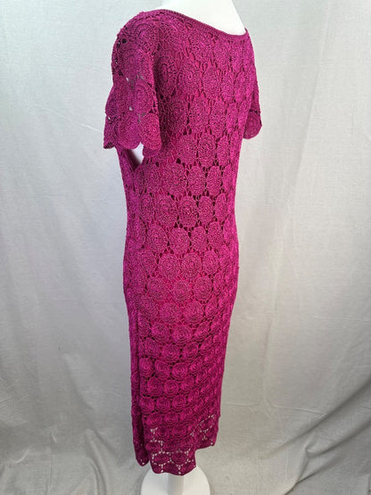 Derby Fuchsia Crochet Knee Length Dress Size S Excellent Condition