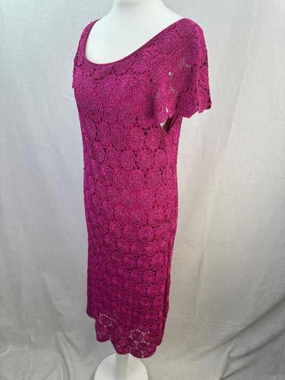 Derby Fuchsia Crochet Knee Length Dress Size S Excellent Condition