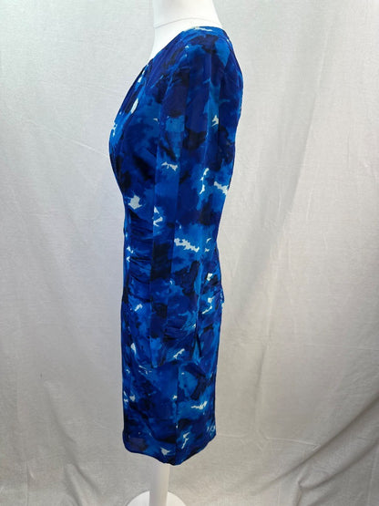 Whistles Blue Silk Mix Stretchy Dress Size 10 Excellent Condition