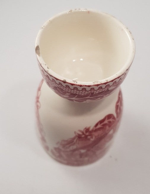 Johnson Bros American Double Egg Cup Fort Deardorn Pink White Vintage GC