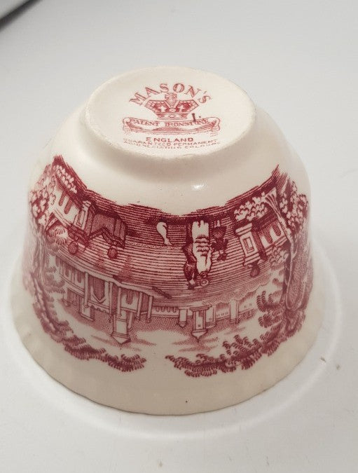 Mason's Ironstone White Burgundy Sugar Bowl Vintage VGC