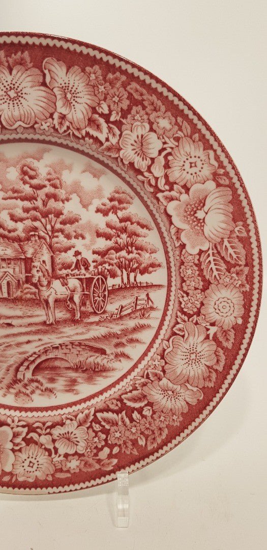 W R MidWinter Rural England 8" Side Plate Pink White Vintage VGC