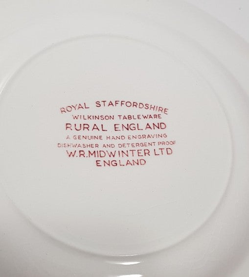 W R MidWinter Rural England 8" Side Plate Pink White Vintage VGC