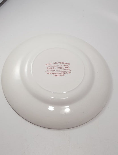 W R MidWinter Rural England 8" Side Plate Pink White Vintage VGC