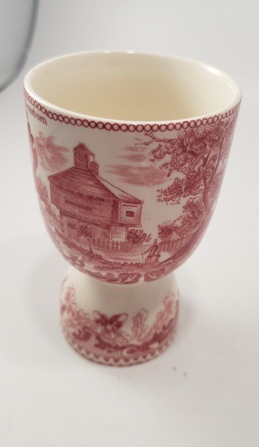 Johnson Bros American Double Egg Cup Fort Deardorn Pink White Vintage GC