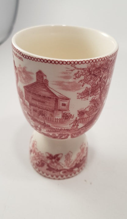 Johnson Bros American Double Egg Cup Fort Deardorn Pink White Vintage GC