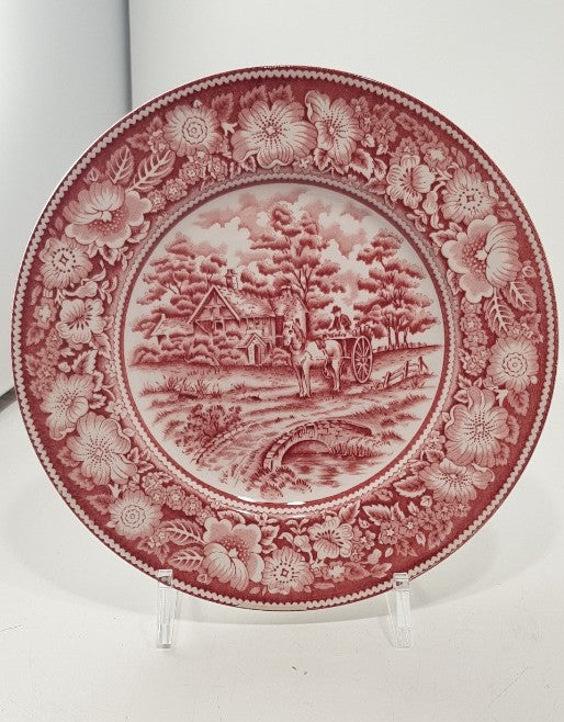 W R MidWinter Rural England 8" Side Plate Pink White Vintage VGC