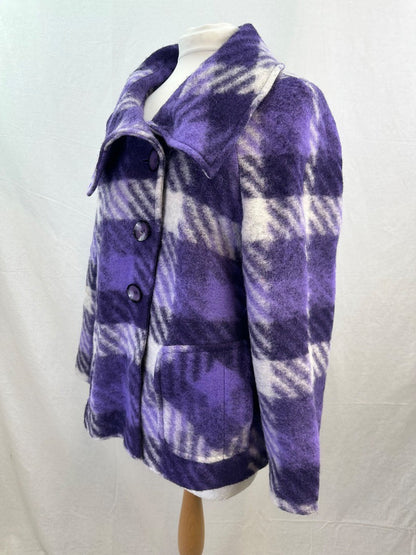 Libra Purple White Wool Mix Coat Size 18 VGC