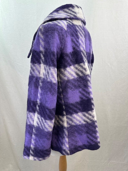 Libra Purple White Wool Mix Coat Size 18 VGC