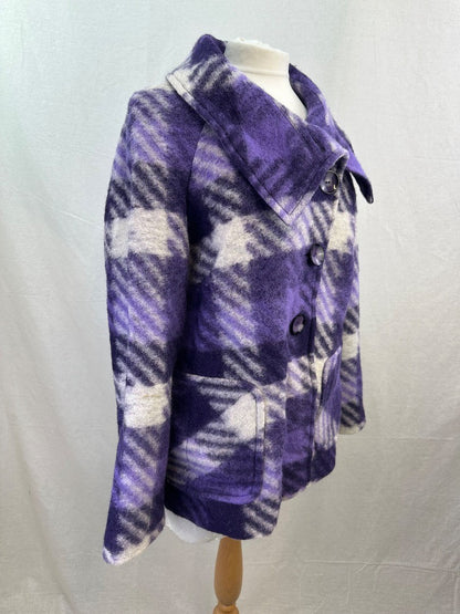 Libra Purple White Wool Mix Coat Size 18 VGC