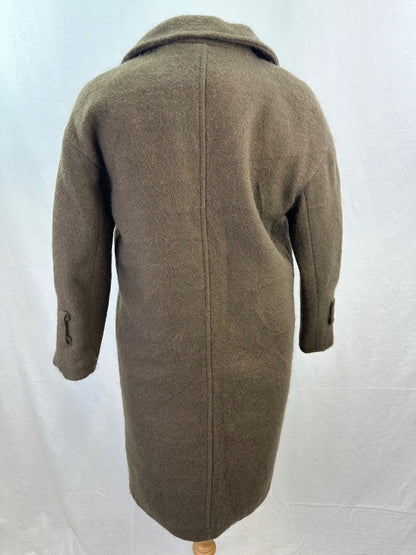 N9 Long Brown Wool Mix Coat Pockets UK Size 8 Vintage VGC