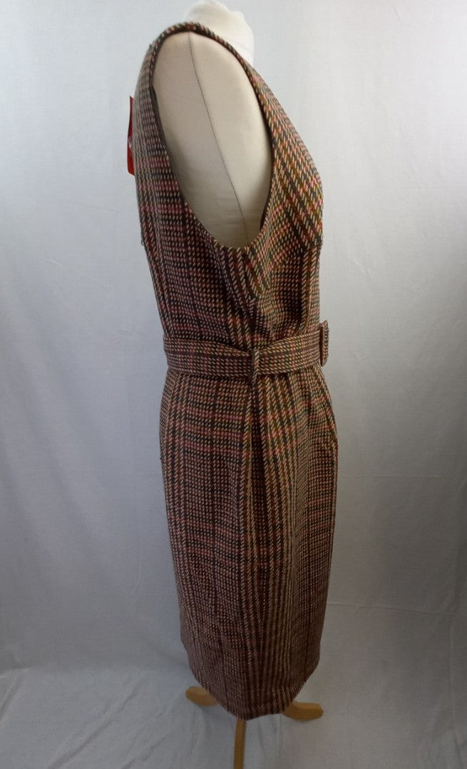 Monsoon Pinafore Dress - Brown Tweed Style Pattern - UK Size 18 -BNWT