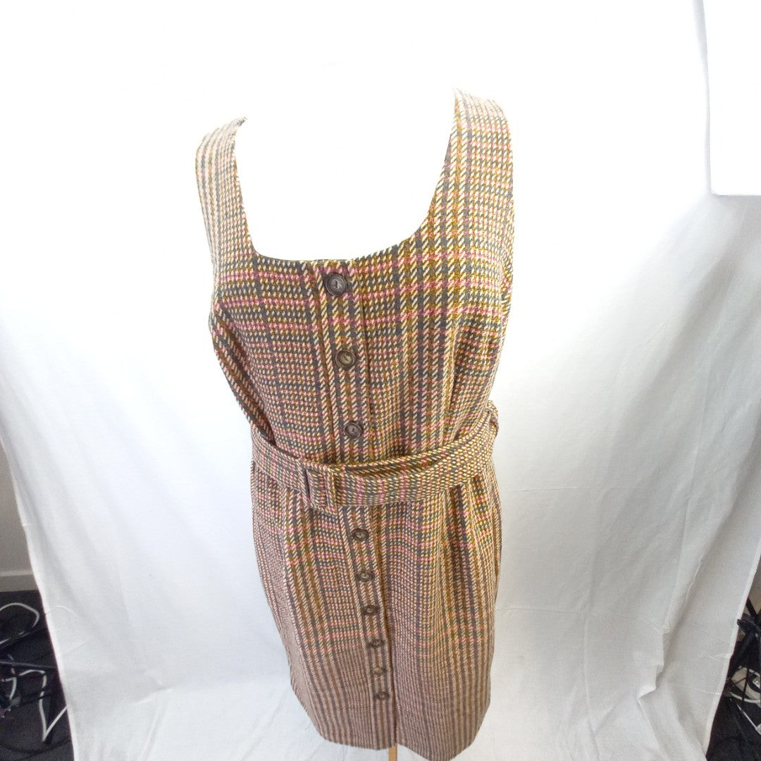 Monsoon Pinafore Dress - Brown Tweed Style Pattern - UK Size 18 -BNWT