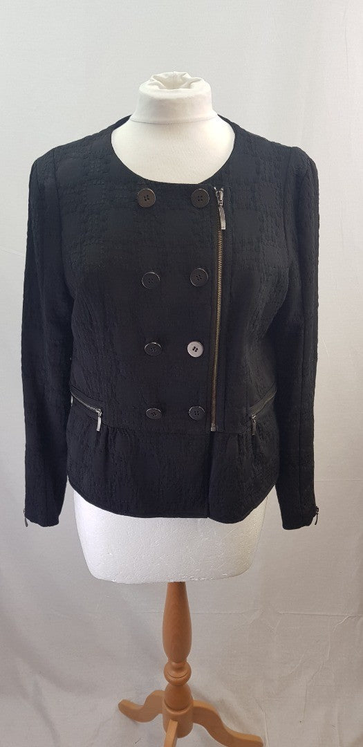 Mint Velvet Black Short Jacket Pockets Evening Size 16 Excellent Condition