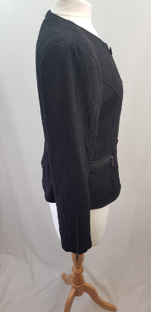 Mint Velvet Black Short Jacket Pockets Evening Size 16 Excellent Condition