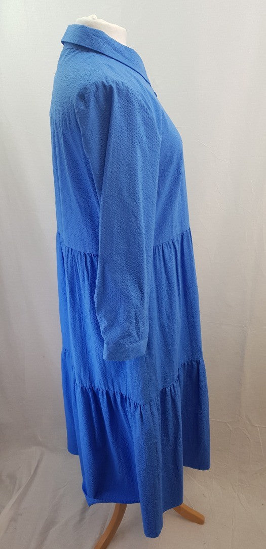 Hush Textured Cersie Blue Organic Cotton Dress Size 16 BNWT