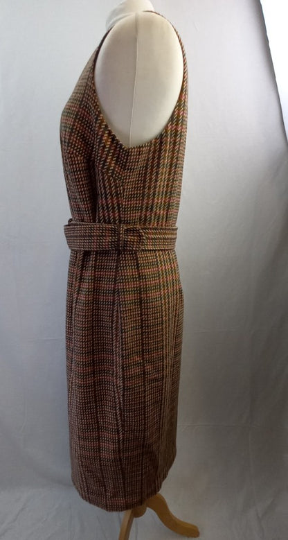 Monsoon Pinafore Dress - Brown Tweed Style Pattern - UK Size 18 -BNWT