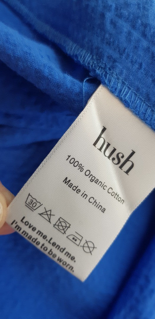 Hush Textured Cersie Blue Organic Cotton Dress Size 16 BNWT