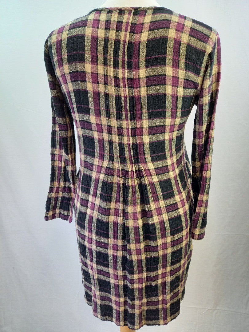 The Masai Clothing Company Plaid Viscose/Linen Blend Short Dress - Size S