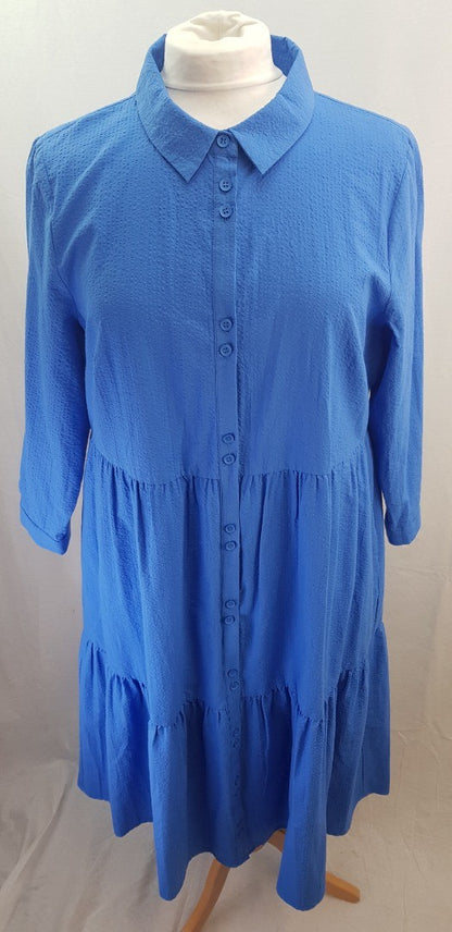 Hush Textured Cersie Blue Organic Cotton Dress Size 16 BNWT