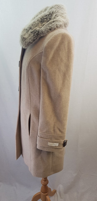 CC Cream Wool Blend Mid Length Winter Coat Size 10 Excellent Condition