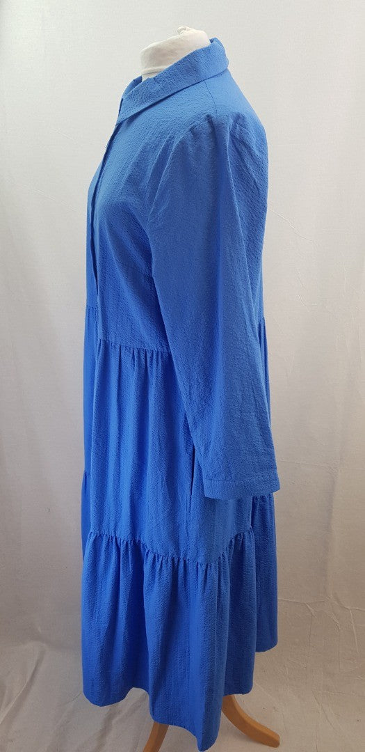 Hush Textured Cersie Blue Organic Cotton Dress Size 16 BNWT