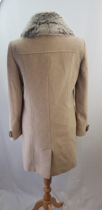 CC Cream Wool Blend Mid Length Winter Coat Size 10 Excellent Condition