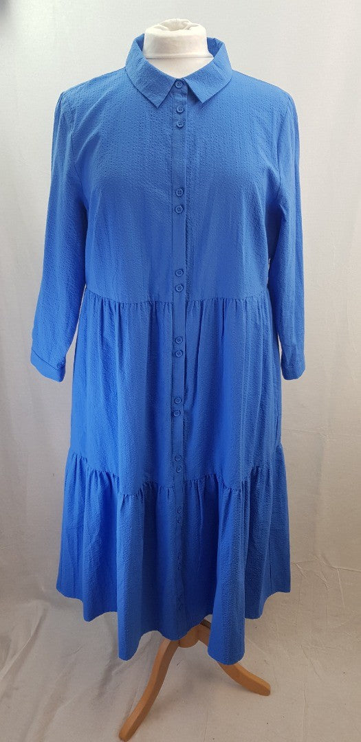 Hush Textured Cersie Blue Organic Cotton Dress Size 16 BNWT