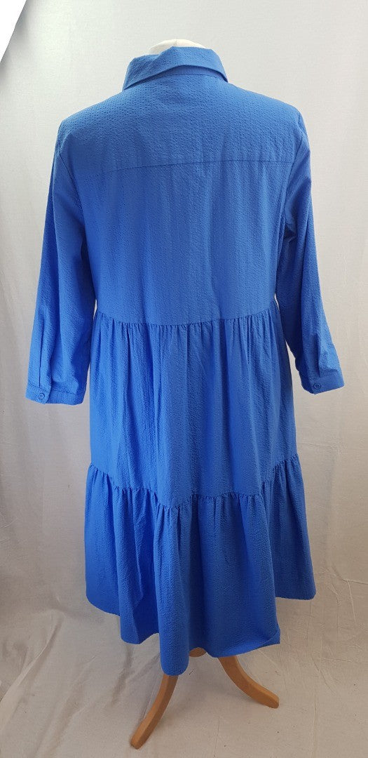 Hush Textured Cersie Blue Organic Cotton Dress Size 16 BNWT