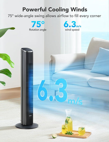 GoveeLife 36'' Smart Tower Fan 2 for Bedroom, 27dB Silent Floor Fan H7106