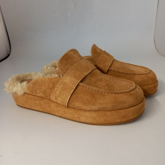 & Other Stories Suede Slip on Mules w Faux Shearling Lining - UK Size 4