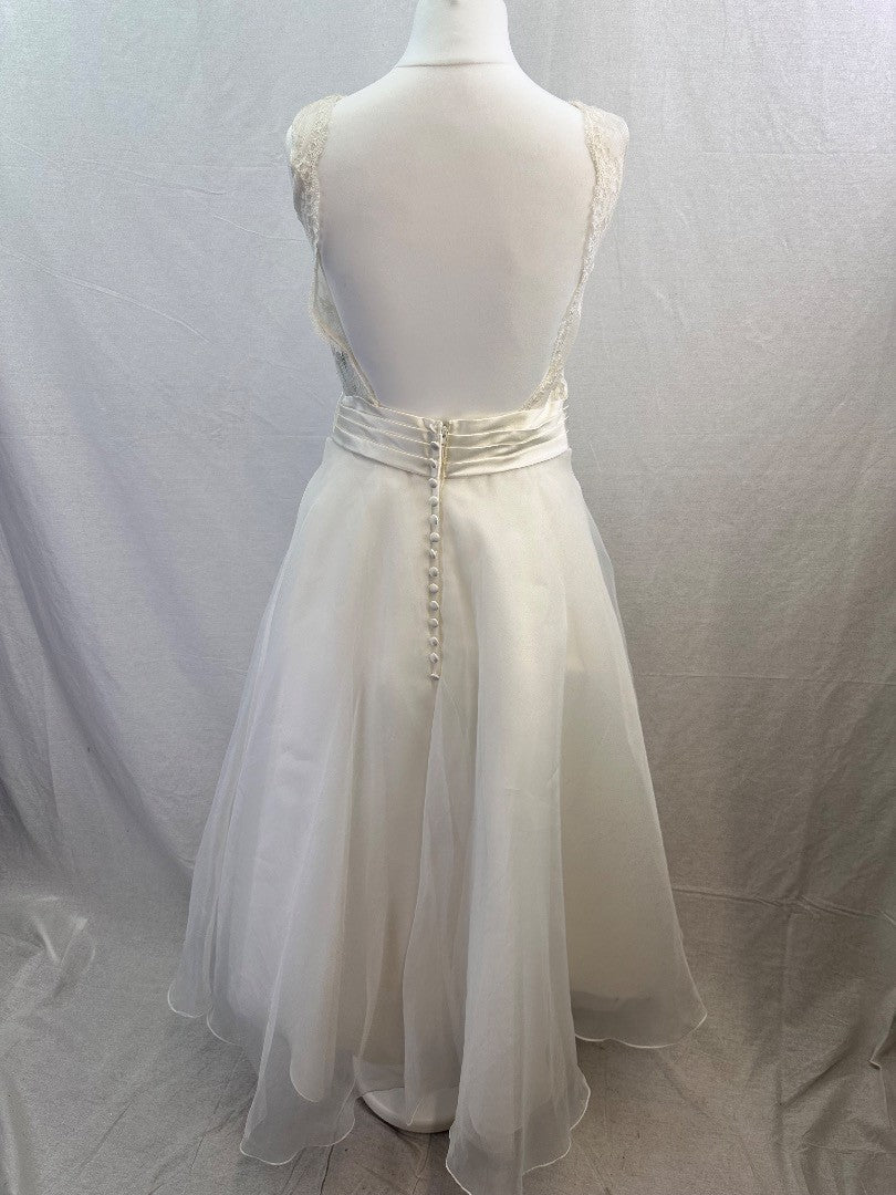 Romantica Tea Length Wedding White Layers Backless Dress Size S Excellent Condition