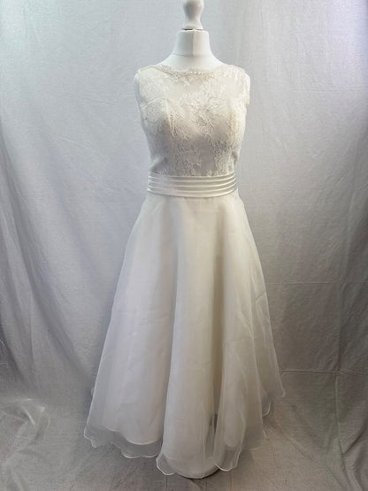 Romantica Tea Length Wedding White Layers Backless Dress Size S Excellent Condition