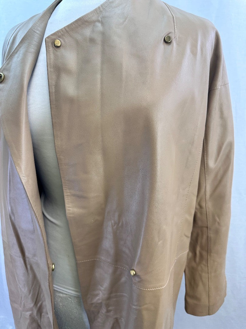 Modern Rarity Cream Midlength Leather Coat Size M Nearly New Condition